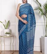 Floral printed  cotton ethnic saree for woman