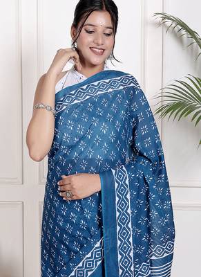 Floral printed  cotton ethnic saree for woman 3