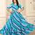 Women blue striped print georgette fit & flare gown
