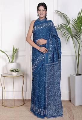 Floral printed cotton ethnic saree for woman 1