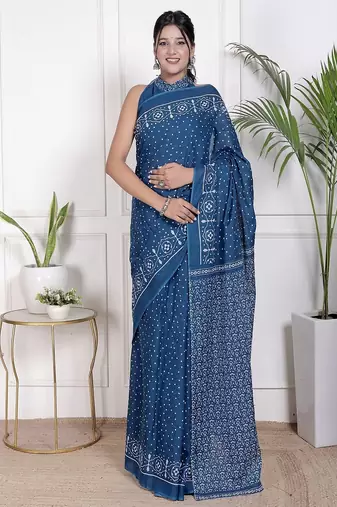 Floral printed pure cotton ethnic saree for woman