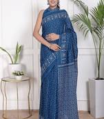 Floral printed  cotton ethnic saree for woman