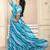 Women blue striped print georgette fit & flare gown