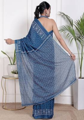 Floral printed cotton ethnic saree for woman 2
