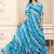 Women blue striped print georgette fit & flare gown