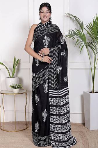 Floral printed pure cotton ethnic saree for woman