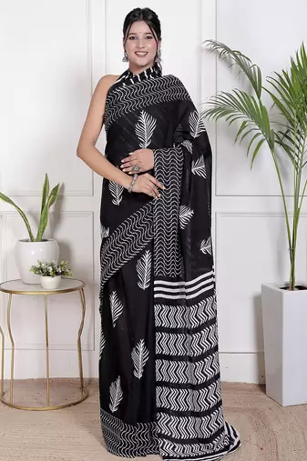 Floral printed pure cotton ethnic saree for woman