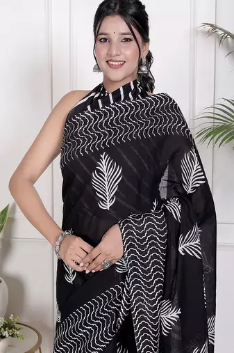 Floral printed  cotton ethnic saree for woman