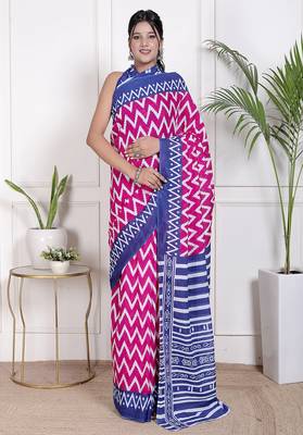 Floral printed cotton ethnic saree for woman 1