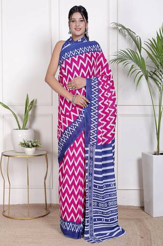 Floral printed pure cotton ethnic saree for woman