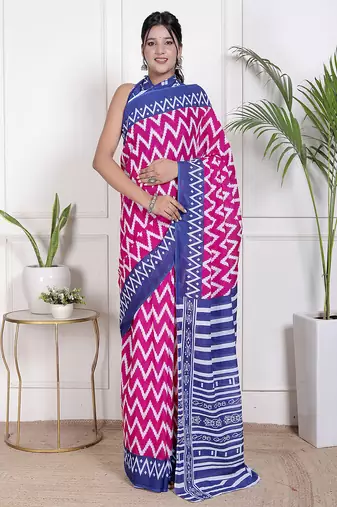 Floral printed pure cotton ethnic saree for woman
