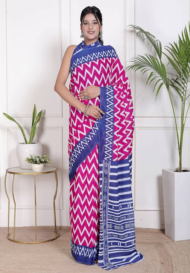 Floral printed pure cotton ethnic saree for woman