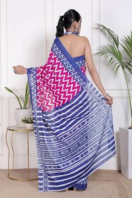 Floral printed cotton ethnic saree for woman 2
