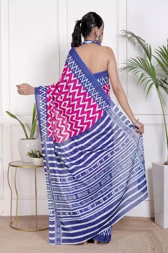 Floral printed  cotton ethnic saree for woman