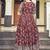 Women brown printed cotton blend anarkali dress