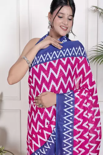 Floral printed  cotton ethnic saree for woman
