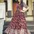 Women brown printed cotton blend anarkali dress