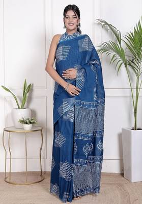 Floral printed cotton ethnic saree for woman 1