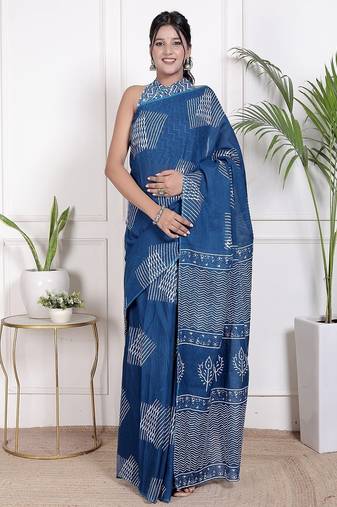 Floral printed pure cotton ethnic saree for woman