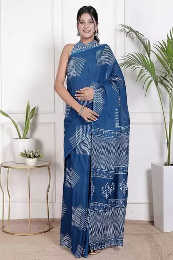 Floral printed pure cotton ethnic saree for woman