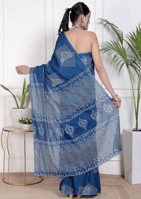 Floral printed cotton ethnic saree for woman 2