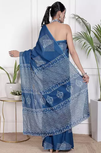 Floral printed  cotton ethnic saree for woman