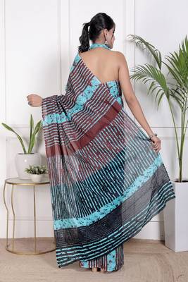 Floral printed cotton ethnic saree for woman 2
