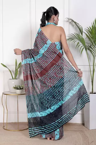 Floral printed  cotton ethnic saree for woman