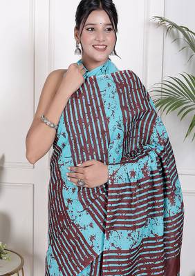 Floral printed cotton ethnic saree for woman 3