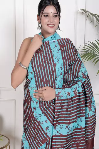 Floral printed  cotton ethnic saree for woman