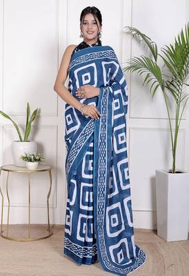 Floral printed cotton ethnic saree for woman 1