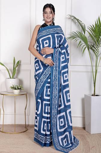 Floral printed pure cotton ethnic saree for woman
