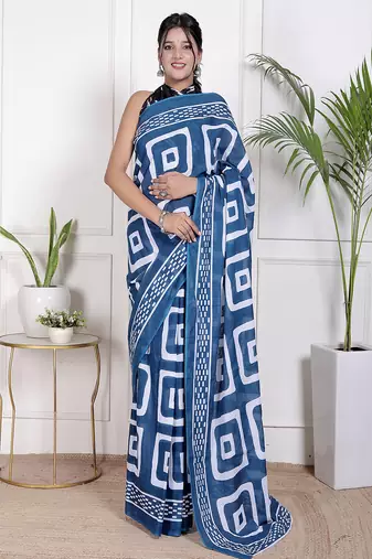 Floral printed pure cotton ethnic saree for woman