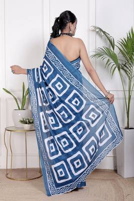 Floral printed cotton ethnic saree for woman 2