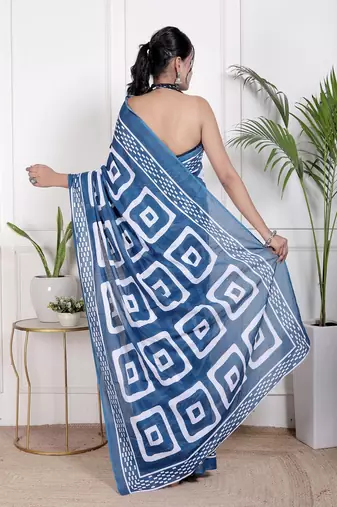 Floral printed  cotton ethnic saree for woman