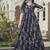 Women black floral printed flared anarkali maxi dress