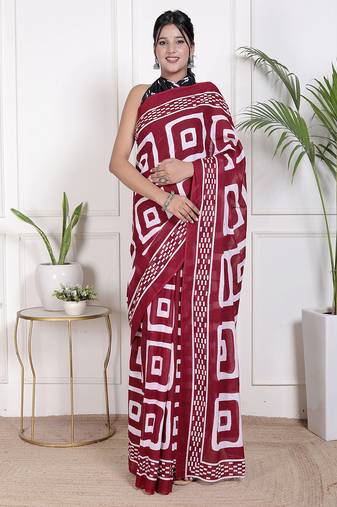 Floral printed pure cotton ethnic saree for woman