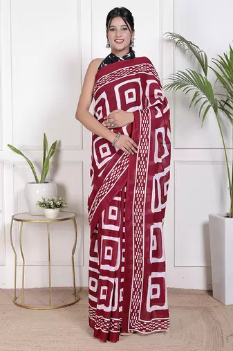 Floral printed pure cotton ethnic saree for woman