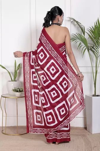 Floral printed  cotton ethnic saree for woman