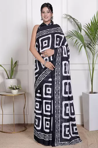 Floral printed pure cotton ethnic saree for woman