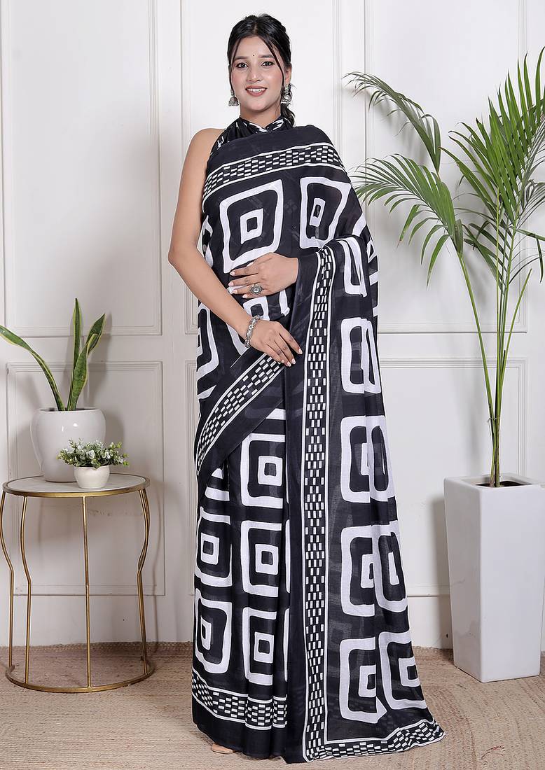 Floral printed pure cotton ethnic saree for woman