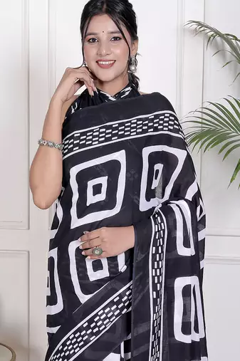 Floral printed  cotton ethnic saree for woman