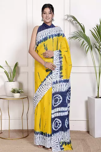 Tie die printed pure cotton ethnic saree for woman