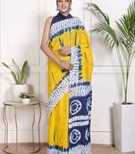 Tie die printed  cotton ethnic saree for woman