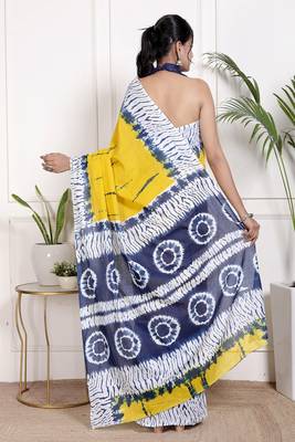 Tie die printed  cotton ethnic saree for woman 2
