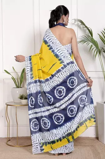Tie die printed  cotton ethnic saree for woman