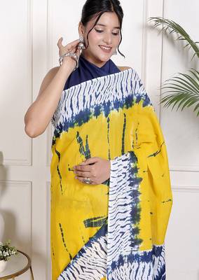 Tie die printed  cotton ethnic saree for woman 3