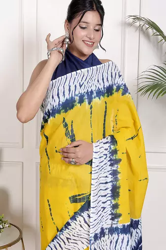 Tie die printed  cotton ethnic saree for woman