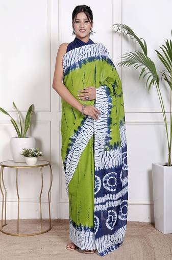 Tie diy printed pure cotton ethnic saree for woman