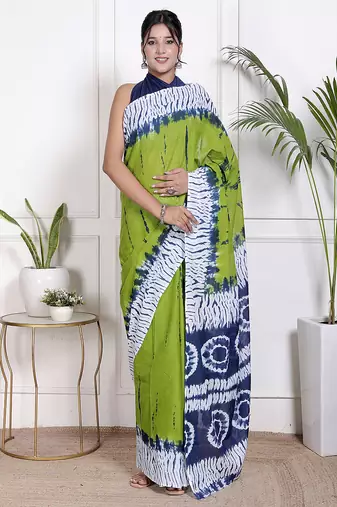 Tie diy printed pure cotton ethnic saree for woman